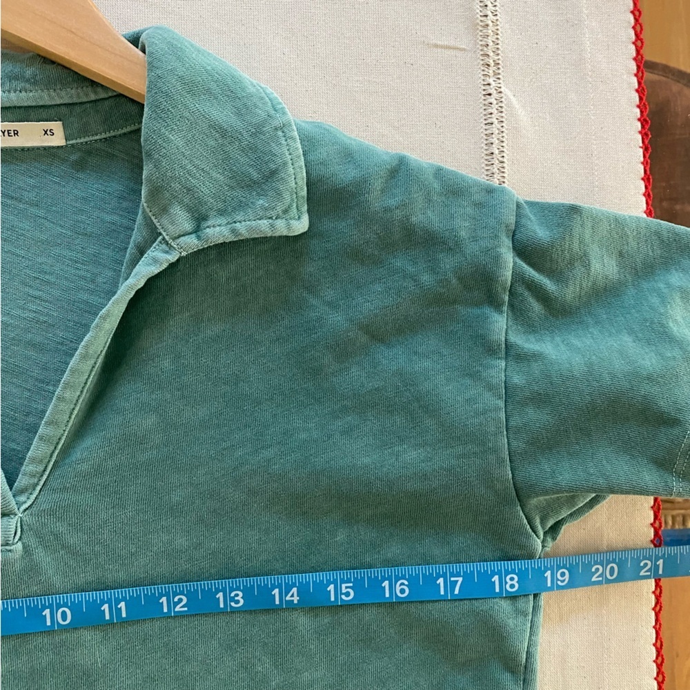 Marine Layer Green Cropped Vintage Slub Polo Tee XS - Picture 13 of 15